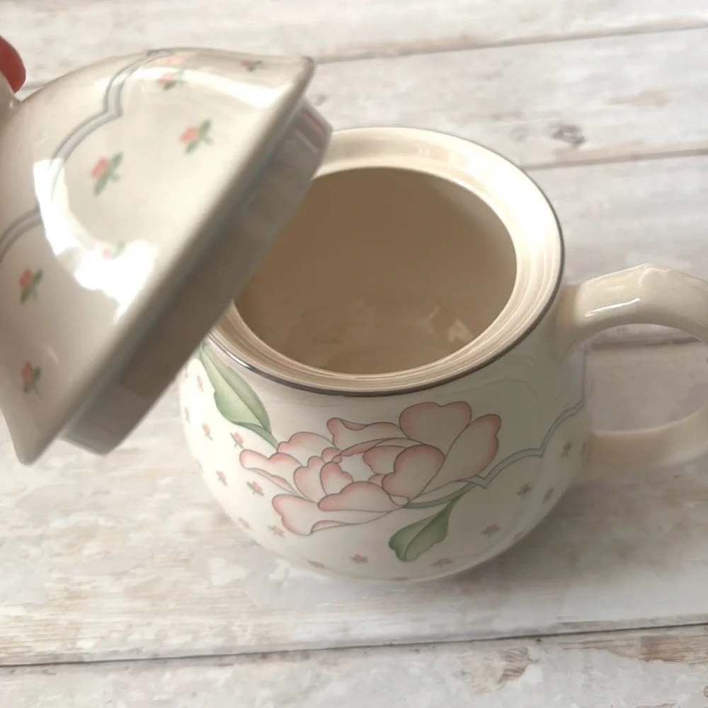 Sango Korean Teapot Pastel Flower Print Dishwasher Oven Microwave Safe